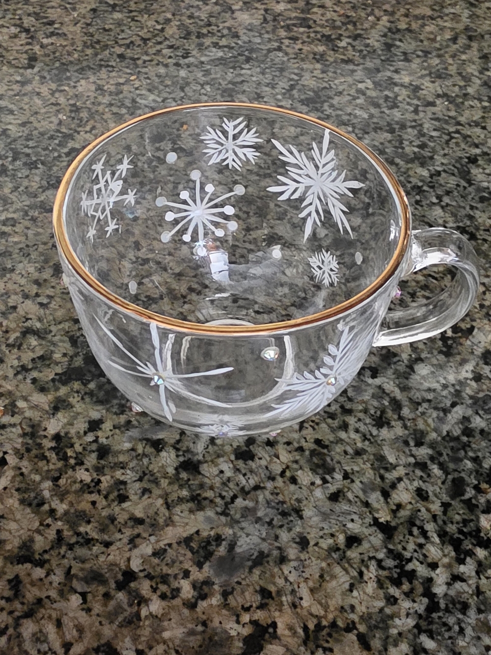 Glass Snowflake Accent Mug with Gold Rim - Picture 5 of 6